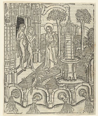 Isten megmutatja Ádámnak és Évának a Paradicsomot alkotó: Master of Delft (attributed to)