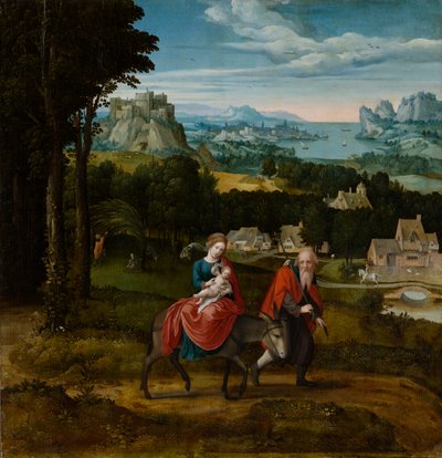Repülés Egyiptomba, 1530-1535 körül (olaj a panelen) alkotó: Master of Female Half Lengths