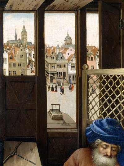 Angyali üdvözlet triptichon (Merode oltárkép), 1427-1432 körül (olaj, tölgy) alkotó: Master of Flémalle