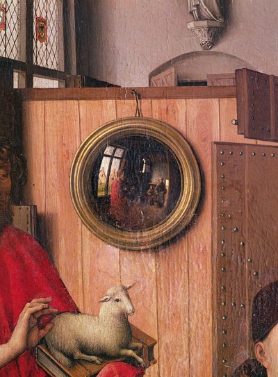 Keresztelő Szent János és az adományozó, Heinrich Von Werl, a Werl-oltárról, a tükör részlete, 1438 körül (lásd még: 36923) alkotó: Master of Flémalle