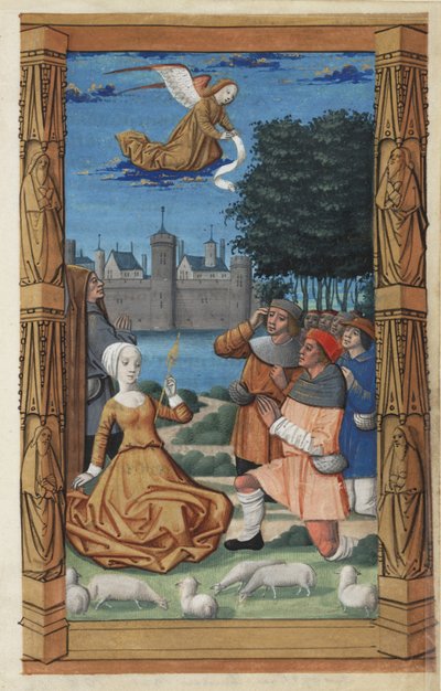 Angyali üdvözlet a pásztoroknak, Órakönyvből, 1485 körül alkotó: Master of Guillaume Lambert