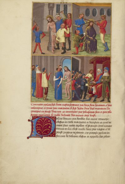A megostorozás; A tövissel való megkoronázás; Krisztus kigúnyolása; Pilátus megmossa a kezét. alkotó: Master of Guillaume Lambert