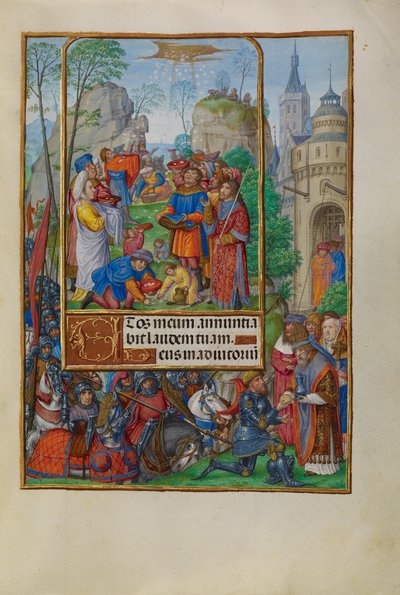 Az izraeliták mannát gyűjtenek a mennyből alkotó: Master of James IV of Scotland