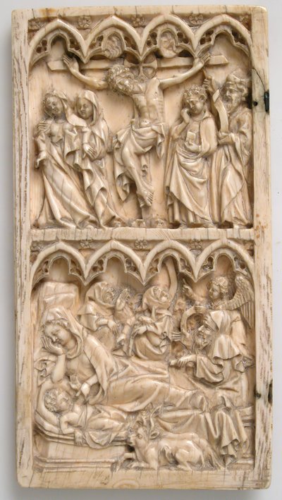 Diptichon levél a keresztrefeszítéssel és a betlehemmel, német, kb. 1375-1400. alkotó: Master of Kremsmunster