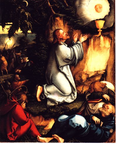 Német: Krisztus az Olajfák hegyén Krisztus az Olajfák hegyén és Krisztus elfogása alkotó: Master of Messkirch
