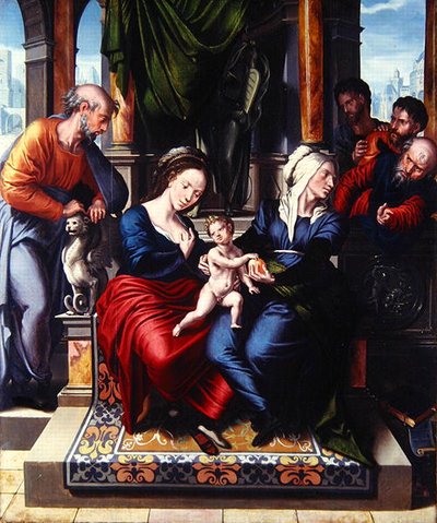 A Szent Család (olaj a panelen) alkotó: Master of Paul and Barnabas