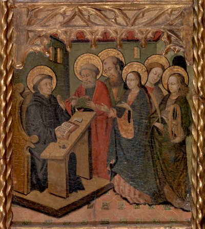 Szűz Mária és Szent Péter, Pál, János evangélista és Alexandriai Katalin Szent Márton megjelenése alkotó: Master of Riglos