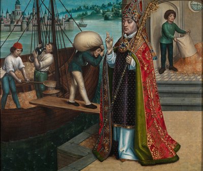 A gabona csodája, a Szent Miklós-oltárról, 1486-93 körül (olaj, tábla) alkotó: Master of The Legend of St. Lucy