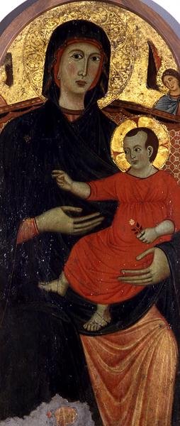 Madonna és gyermek (tempera a panelen aranylevéllel) alkotó: Master of Varlungo