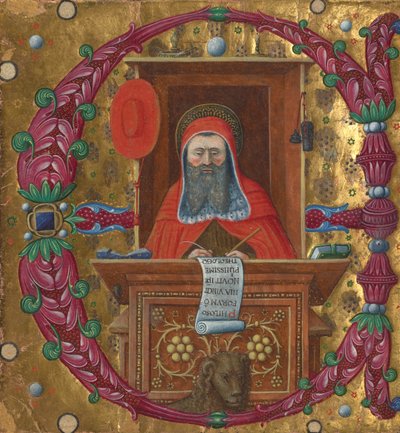 E kezdetű: Szent Jeromos a dolgozószobájában alkotó: Master of the Birago Hours