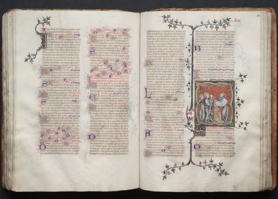 A Gotha Misekönyv: Fol. 108r, A bemutató a templomban, c. 1375. alkotó: Master of the Boqueteaux
