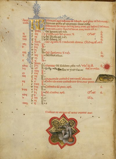 Egy férfi halászik; Halak állatövi jegye alkotó: Master of the Brussels Initials
