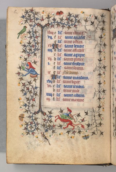 Nemes Károly navarrai király (1361-1425) órái: fol. 3v, március alkotó: Master of the Brussels Initials and Associates