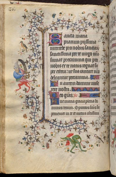 Nemes Károly, Navarra királyának (1361-1425) órái: fol. 43v, Szöveg alkotó: Master of the Brussels Initials and Associates