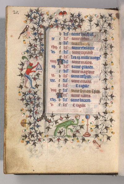 Nemes Károly navarrai király órái 1361-1425: fol. 10v, október, c. 1405. alkotó: Master of the Brussels Initials and Associates