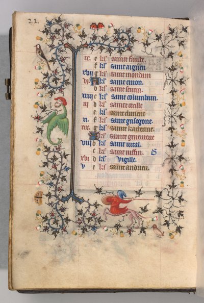Nemes Károly navarrai király órái 1361-1425: fol. 11v, november, c. 1405. alkotó: Master of the Brussels Initials and Associates
