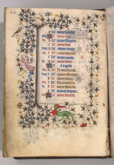 Nemes Károly navarrai király órái 1361-1425: fol. 12v, december, c. 1405. alkotó: Master of the Brussels Initials and Associates