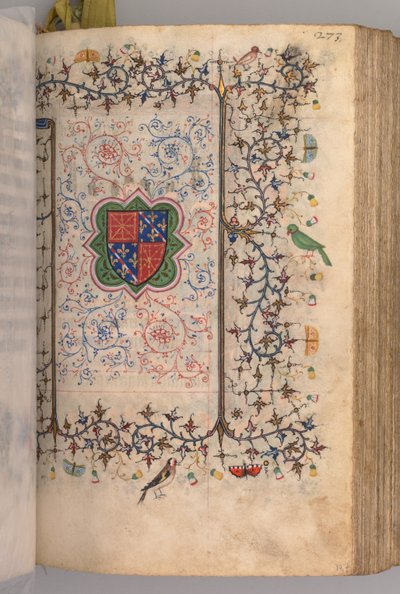 Nemes Károly navarrai király órái 1361-1425: fol. 137r, Címer..., c. 1405. alkotó: Master of the Brussels Initials and Associates