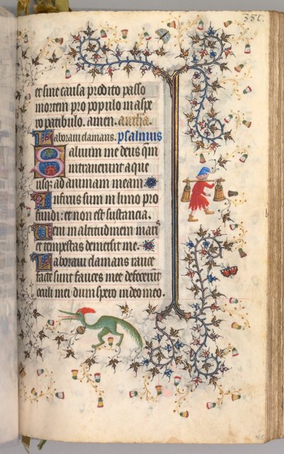 Nemes Károly navarrai király órái 1361-1425: fol. 186r, Szöveg, c. 1405. alkotó: Master of the Brussels Initials and Associates
