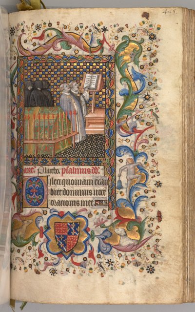Nemes Károly navarrai király órái 1361-1425: fol. 202r, Halotti Hivatal, c. 1405. alkotó: Master of the Brussels Initials and Associates