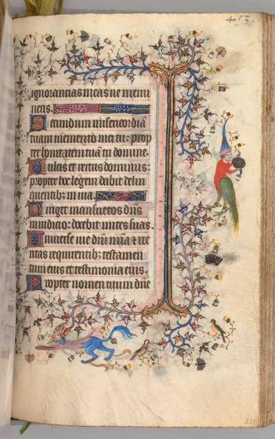 Nemes Károly navarrai király órái 1361-1425: fol. 221r, Szöveg, c. 1405. alkotó: Master of the Brussels Initials and Associates