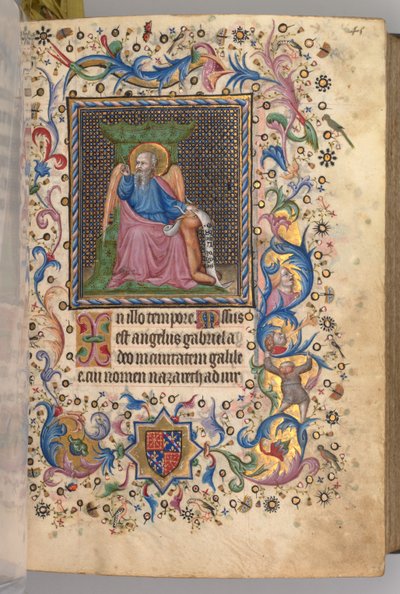 Nemes Károly navarrai király órái 1361-1425: fol. 23r, Szent Lukács, c. 1405. alkotó: Master of the Brussels Initials and Associates