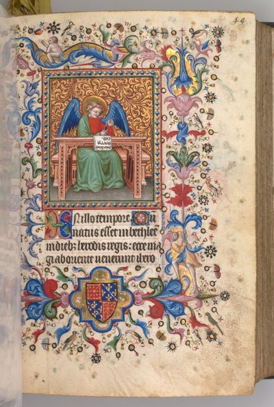 Nemes Károly navarrai király órái 1361-1425: fol. 25a, Szent Máté, c. 1405. alkotó: Master of the Brussels Initials and Associates