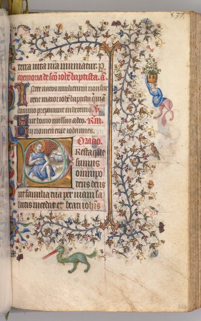 Nemes Károly navarrai király órái 1361-1425: fol. 260v, Keresztelő Szent János, c. 1405. alkotó: Master of the Brussels Initials and Associates