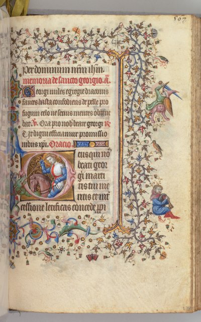 Nemes Károly navarrai király órái 1361-1425, fol. 278r, Szent György, c. 1405. alkotó: Master of the Brussels Initials and Associates