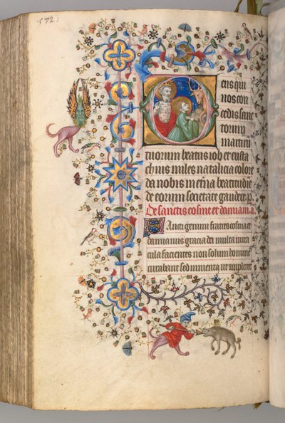 Nemes Károly navarrai király órái 1361-1425, fol. 280V, SS. Job és Eustace, c. 1405. alkotó: Master of the Brussels Initials and Associates