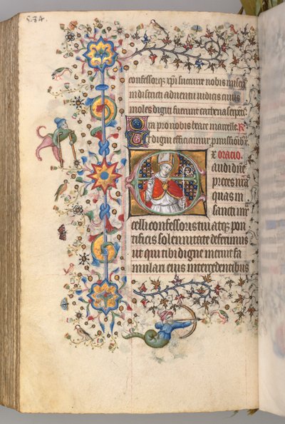 Nemes Károly navarrai király órái 1361-1425, fol. 286v, St. Marcel, c. 1405. alkotó: Master of the Brussels Initials and Associates