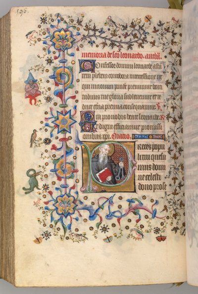 Nemes Károly navarrai király órái 1361-1425, fol. 292v, St. Leonard, c. 1405. alkotó: Master of the Brussels Initials and Associates
