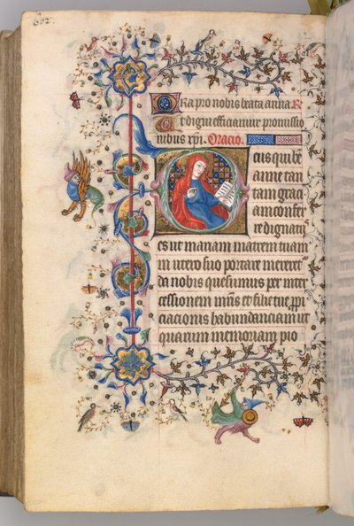 Nemes Károly navarrai király órái 1361-1425, fol. 295v, Szent Anna, c. 1405. alkotó: Master of the Brussels Initials and Associates