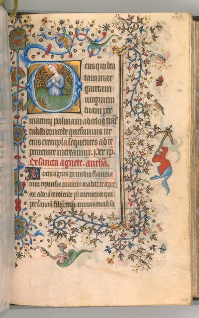 Nemes Károly navarrai király órái 1361-1425, fol. 299a, Szent Margit, c. 1405. alkotó: Master of the Brussels Initials and Associates