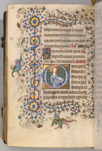 Nemes Károly navarrai király órái 1361-1425, fol. 299v, Szent Ágnes, c. 1405. alkotó: Master of the Brussels Initials and Associates