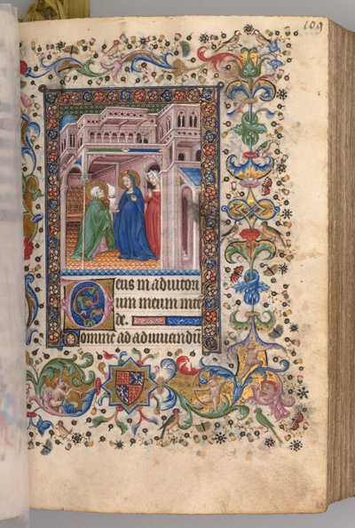 Nemes Károly navarrai király órái 1361-1425: fol. 55r, The Visitation Lauds, c. 1405. alkotó: Master of the Brussels Initials and Associates