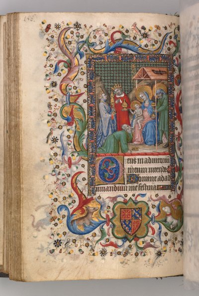 Nemes Károly navarrai király órái 1361-1425: fol. 78v, A Magi Sext imádása, c. alkotó: Master of the Brussels Initials and Associates