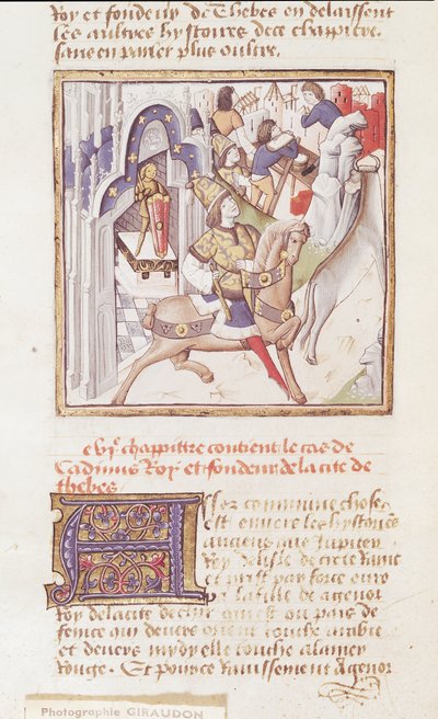 Ms 622 fol.9v Cadmus, Théba alapítója, a "Des Hommes Illustres"-ből, 1460 körül. alkotó: Master of the Champion des Dames