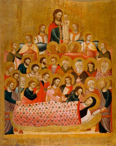 ""La dormition de la vierge"" A Szűz elhunyta - Peinture du Maitre de la Madone Cini (aktív: kb. 1330) - kb 1330 - Tempera a panelen - 50,3x41,2 - Museu Nacional d