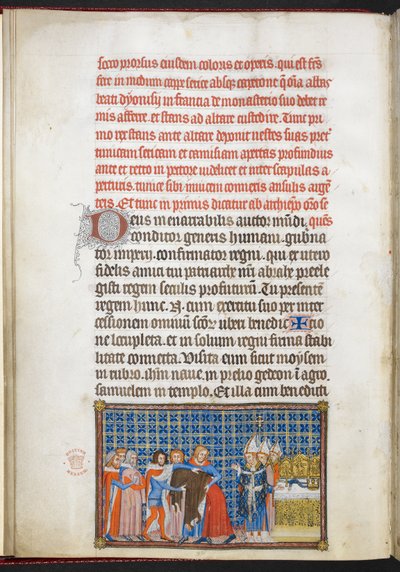 Cotton Tiberius B. VIII f.47v A király leveti a felsőruházatát, illusztráció „V. Károly francia király koronázási könyvéből” alkotó: Master of the Coronation Book of Charles V