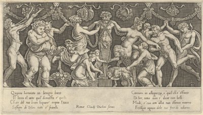 Római pompás tükör: Priapus-áldozat, 16. század., 16. század. alkotó: Master of the Die