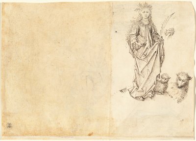 Szent Ágnes (fordítva) alkotó: Master of the Drapery Studies after Martin Schongauer