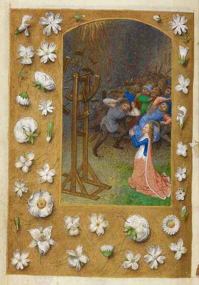 Szent Katalin mártíromsága. alkotó: Master of the Dresden Prayer Books