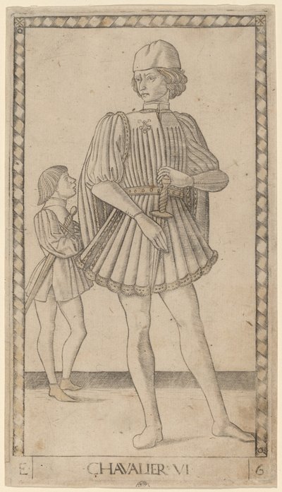 Chevalier (lovag) alkotó: Master of the E Series Tarocchi