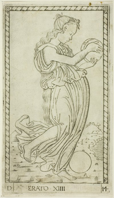 Erato, tizennégy tábla az Apollo and the Muses-tól alkotó: Master of the E Series Tarocchi