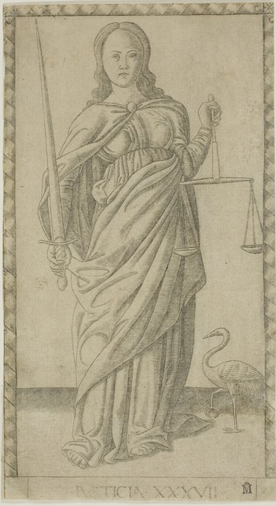 Justice, 37. lemez a Genii and Virtues-tól alkotó: Master of the E Series Tarocchi