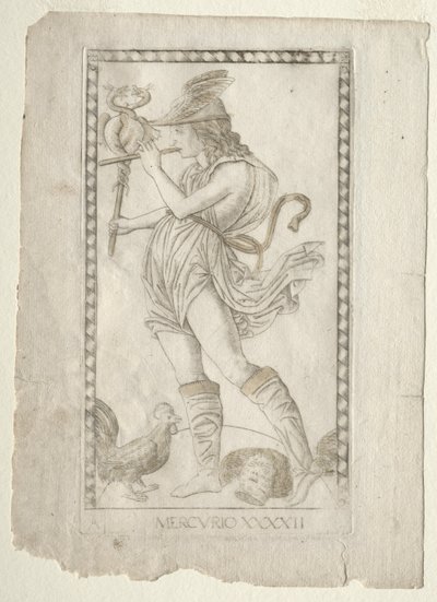 Mercury from the Tarocchi, A sorozat: Firmaments of the Universe, #42, 1467 előtt. alkotó: Master of the E Series Tarocchi