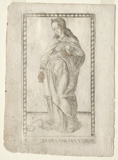 Temperance from the Tarocchi, B sorozat: Cosmic Principles & Virtues, #34, 1467 előtt. alkotó: Master of the E Series Tarocchi