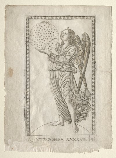 A nyolcadik gömb angyala a Tarocchiból, A... sorozat, 1467 előtt. alkotó: Master of the E Series Tarocchi