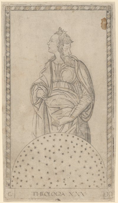 Teológia (teológia) alkotó: Master of the E Series Tarocchi